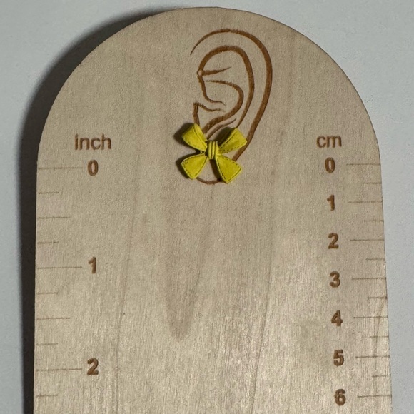 Yellow Bow Stud Earrings - Picture 3 of 5